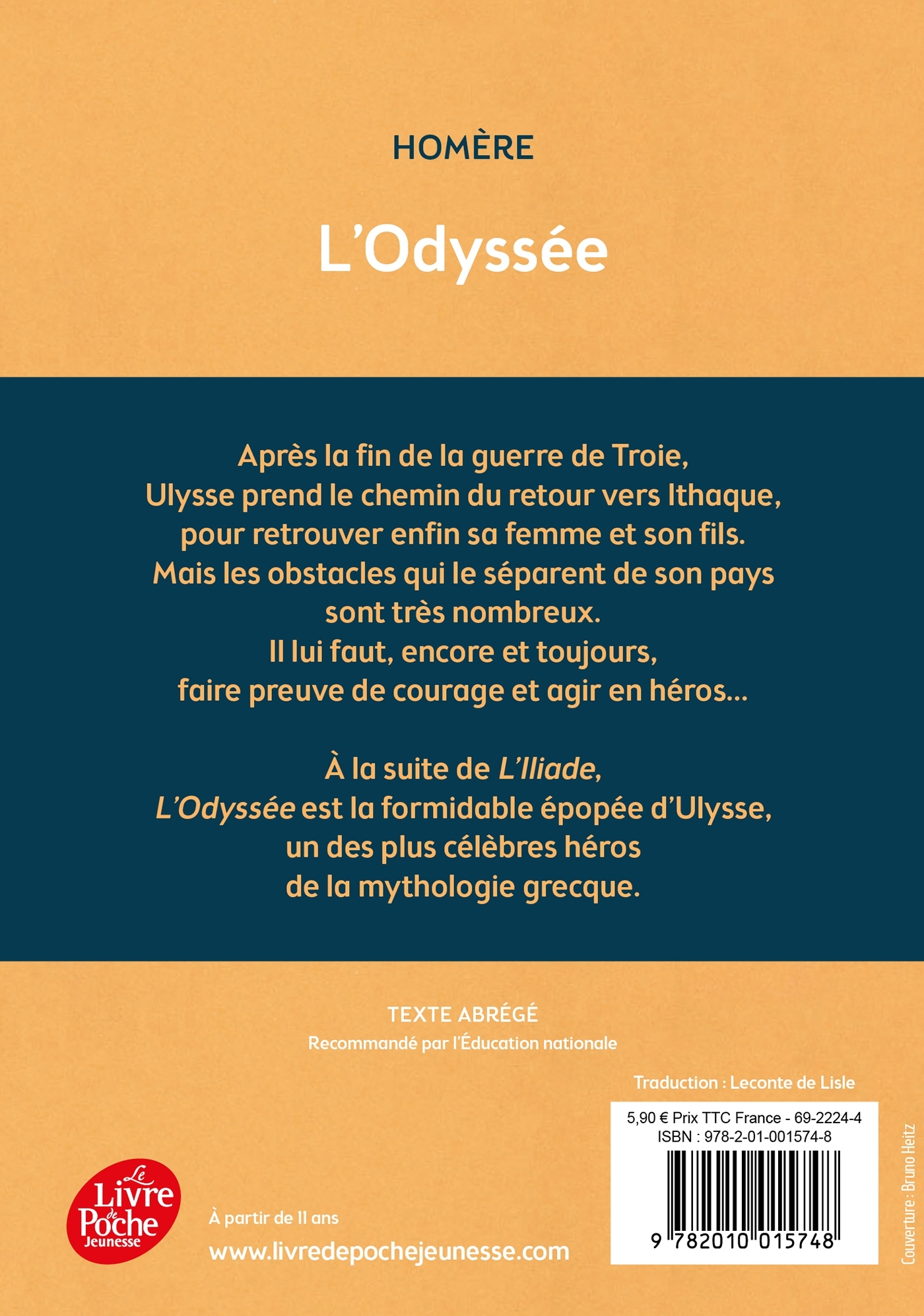 L'Odyssée - Texte Abrégé -  Homère - POCHE JEUNESSE