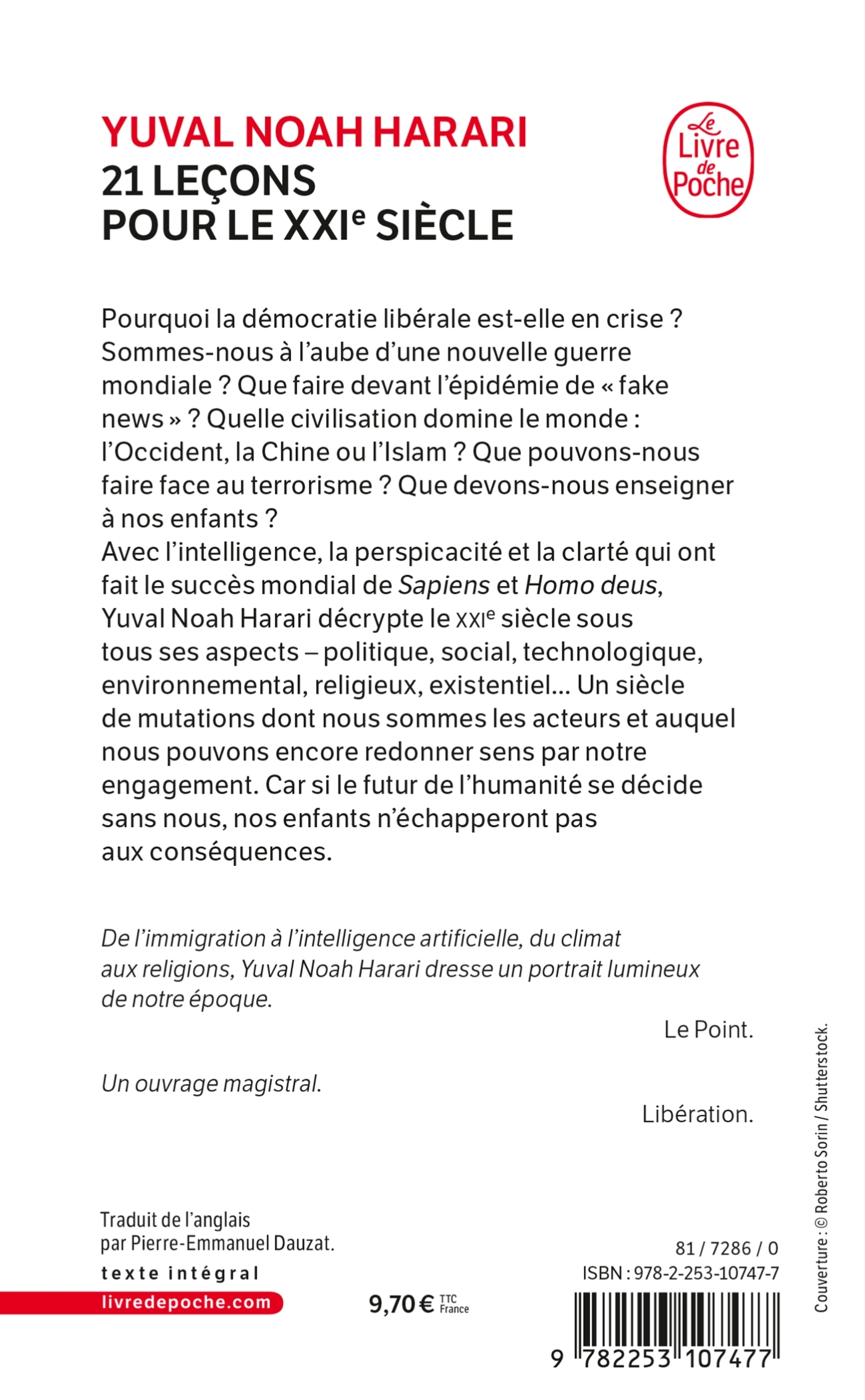 21 leçons pour le XXIe siècle - Yuval Noah Harari - LGF