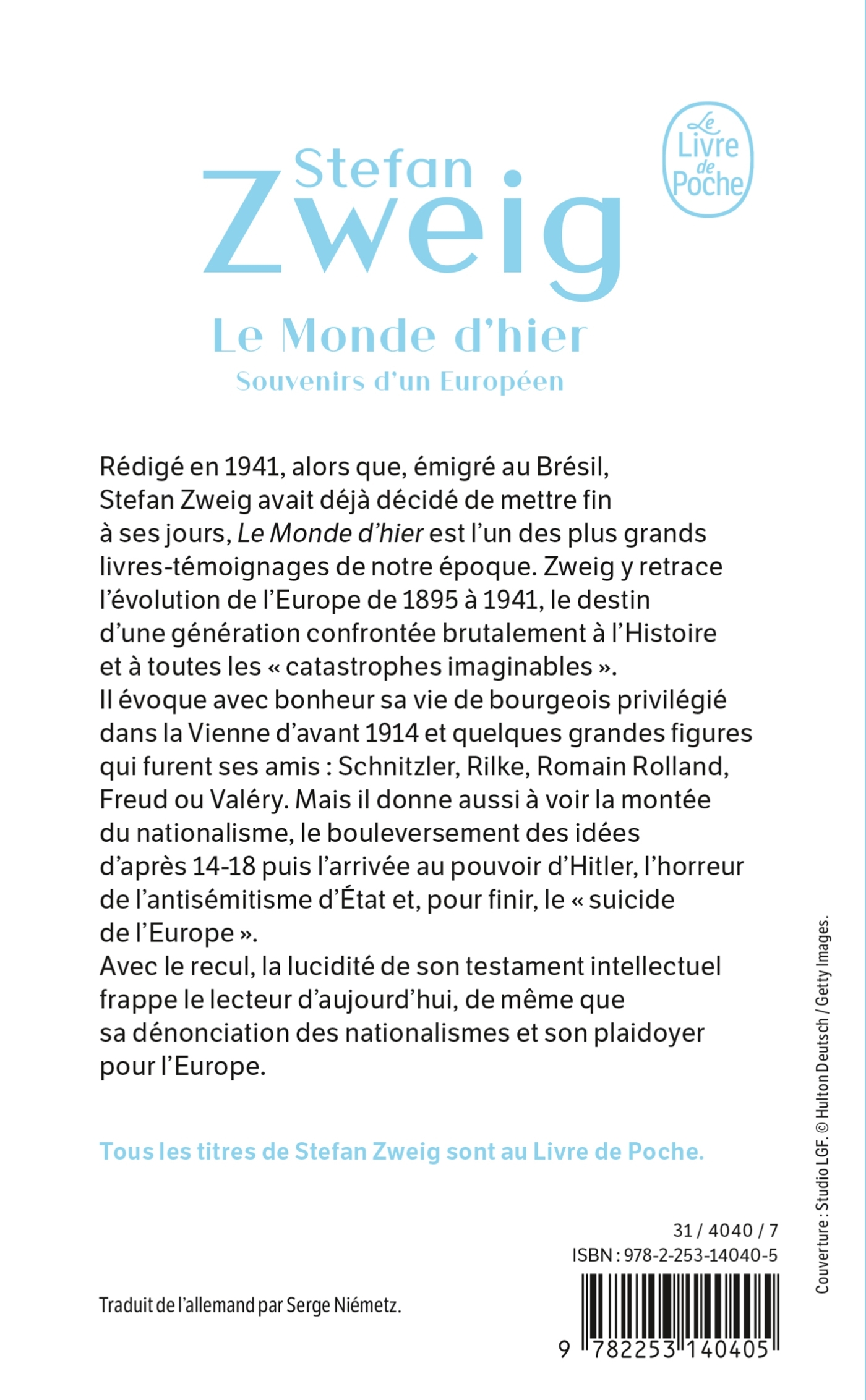 Le Monde d'hier - Stefan Zweig - LGF