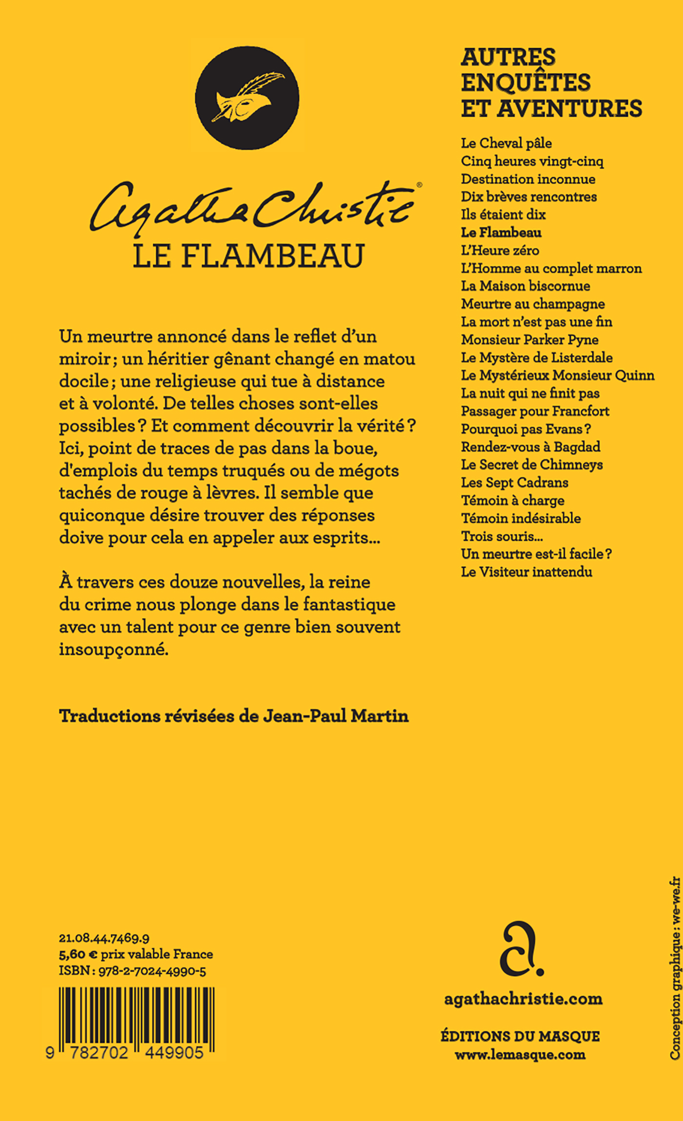 LE FLAMBEAU (NOUVELLE TRADUCTION REVISEE) - Agatha Christie - ED DU MASQUE