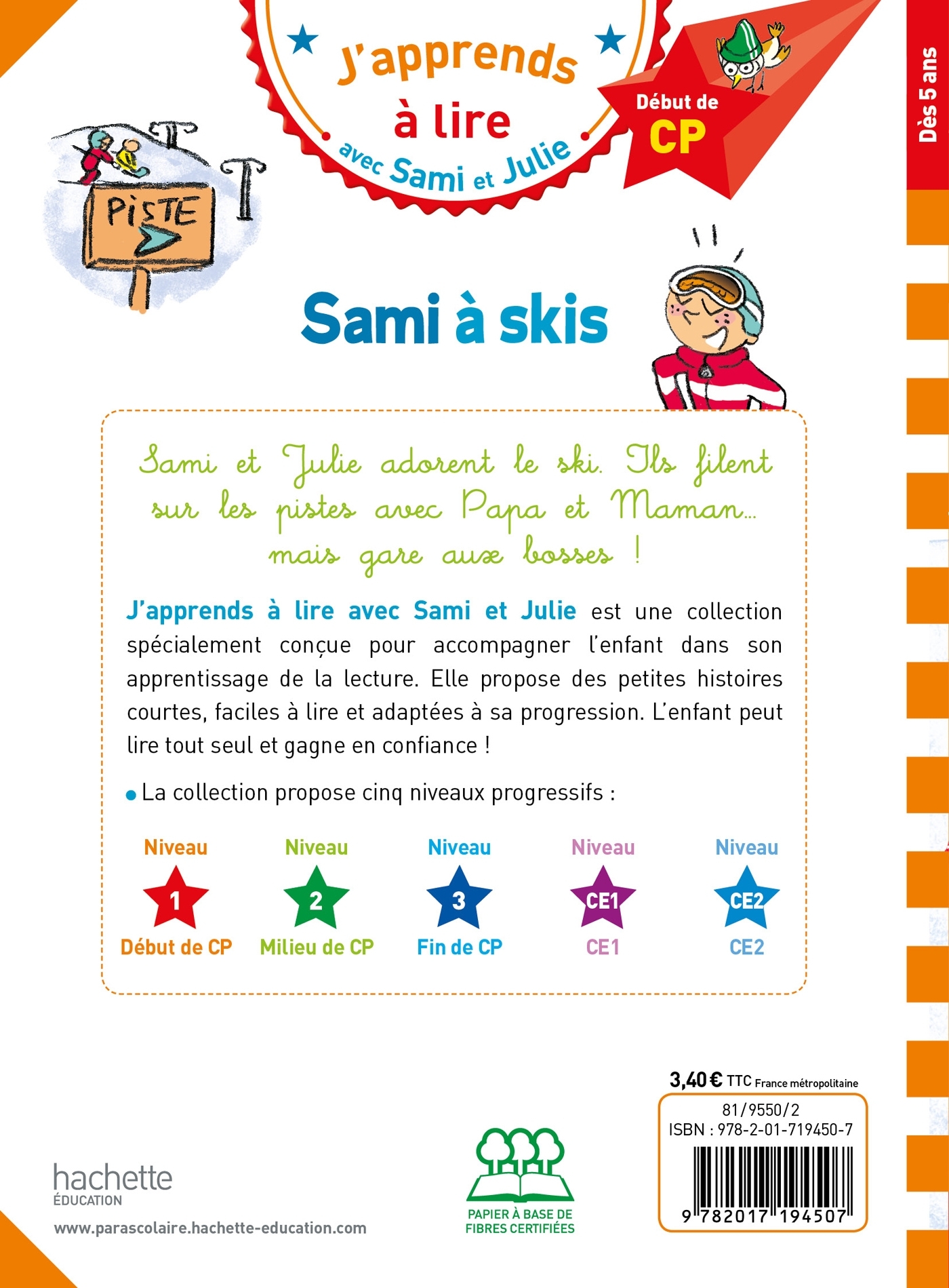 Sami et Julie CP Niveau 1 - Sami à skis - Thérèse Bonté - HACHETTE EDUC