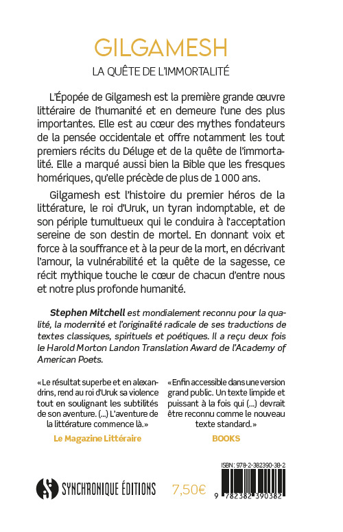 GILGAMESH - LA QUETE DE L-IMMORTALITE - Stephen Mitchell - SYNCHRONIQUE