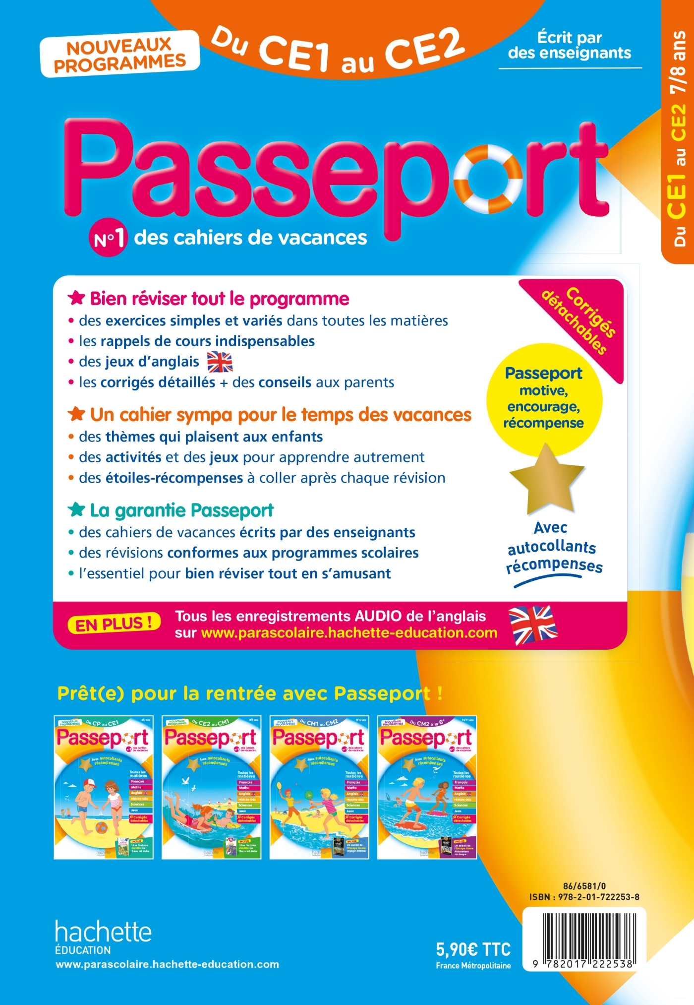 Passeport - Du CE1 au CE2 7/8 ans - Cahier de vacances 2024 - Catherine Bessières - HACHETTE EDUC