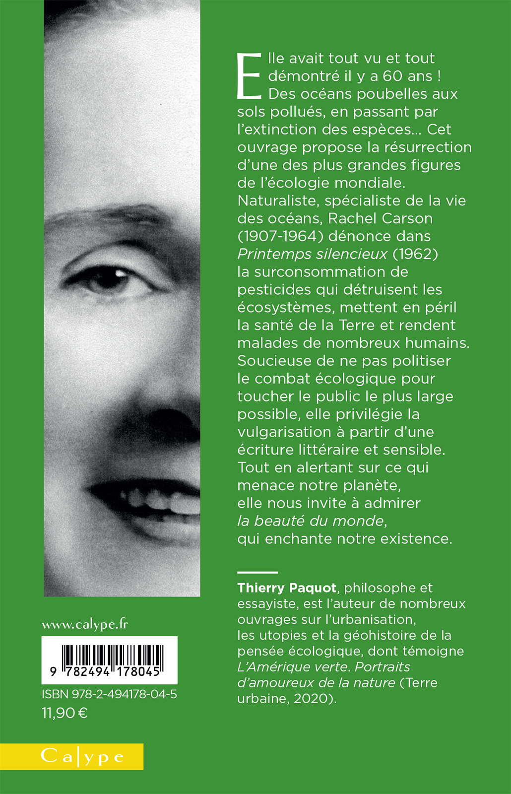 RACHEL CARSON - POUR LA BEAUTE DU MONDE - Thierry Paquot - CALYPE