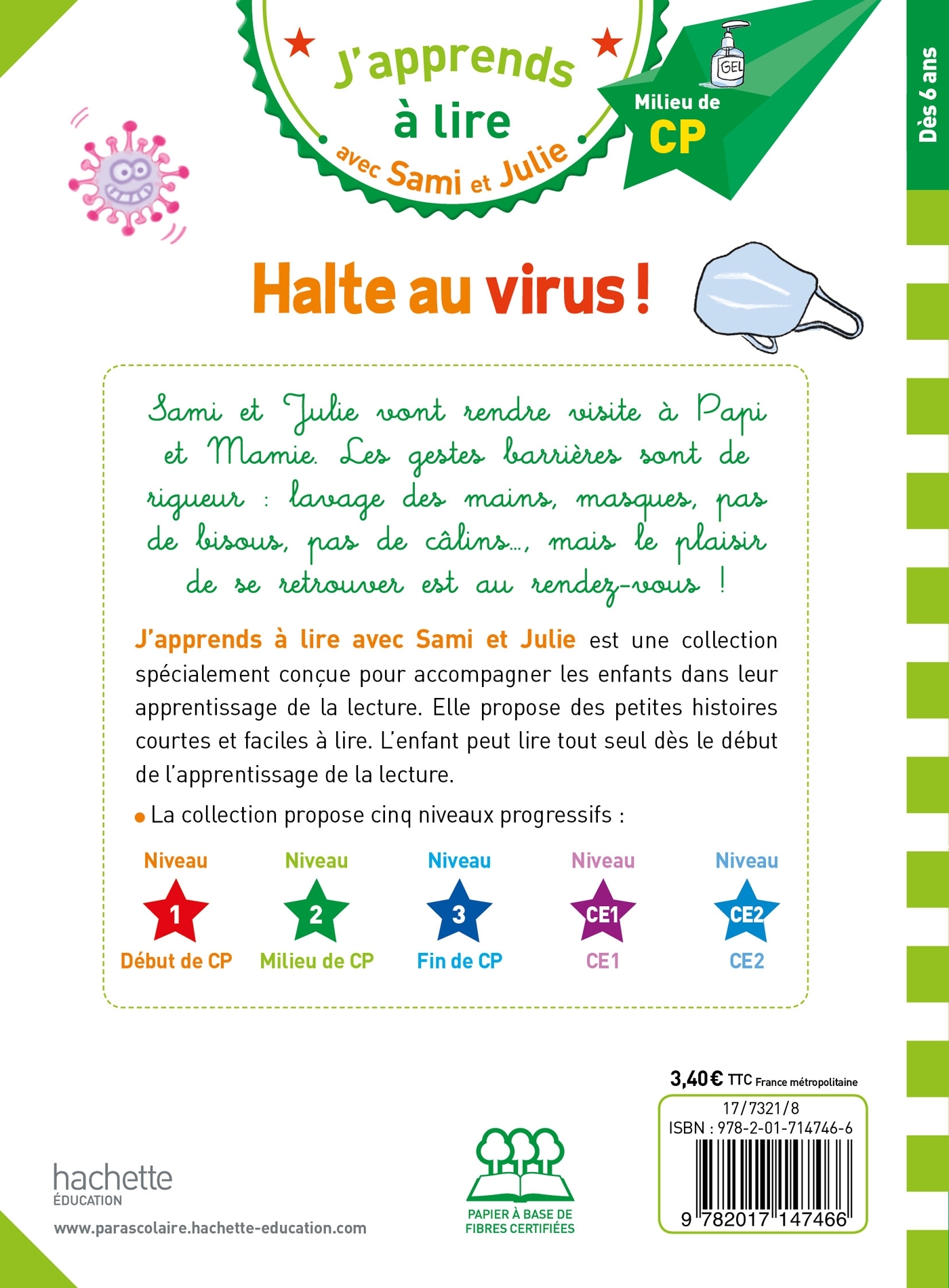 SAMI ET JULIE CP NIVEAU 2 - HALTE AU VIRUS ! - Thérèse Bonté - HACHETTE EDUC