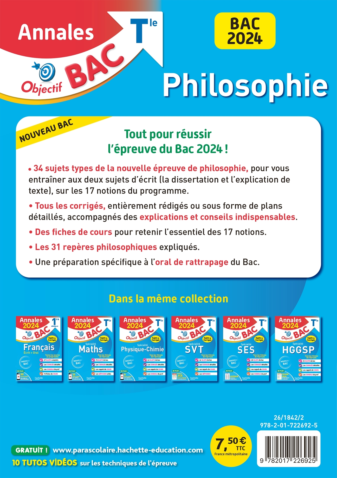 Annales Objectif BAC 2024 - Philosophie - Yohann Durand - HACHETTE EDUC