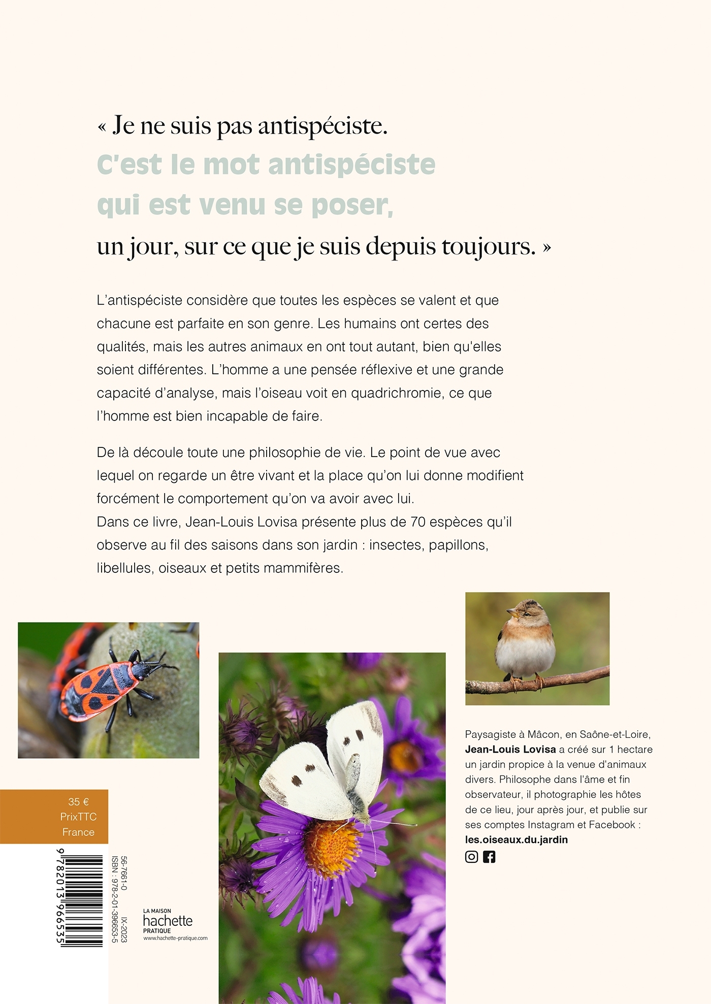 LE JARDIN DES OISEAUX - UN REGARD ANTISPECISTE SUR LE VIVANT - Jean-Louis Lovisa - HACHETTE PRAT