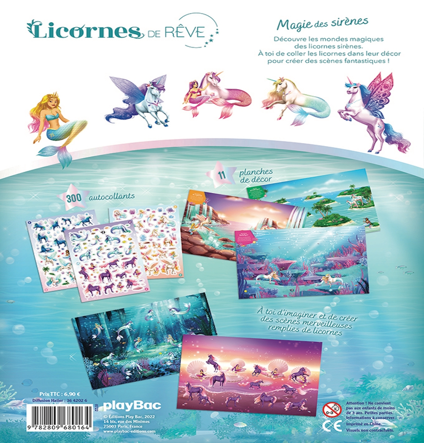 LICORNES DE REVE - CAHIER DE STICKERS MAGIE DES SIRENES - Christine Alcouffe - PLAY BAC