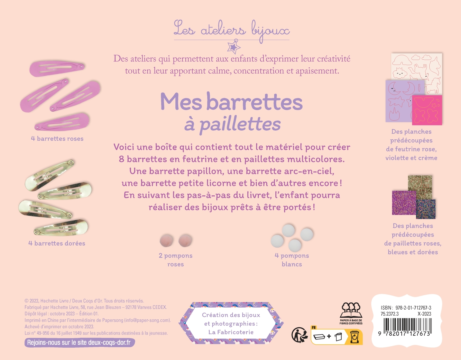 Mes barrettes à paillettes - coffret avec accessoires -  la Fabricoterie - DEUX COQS D OR