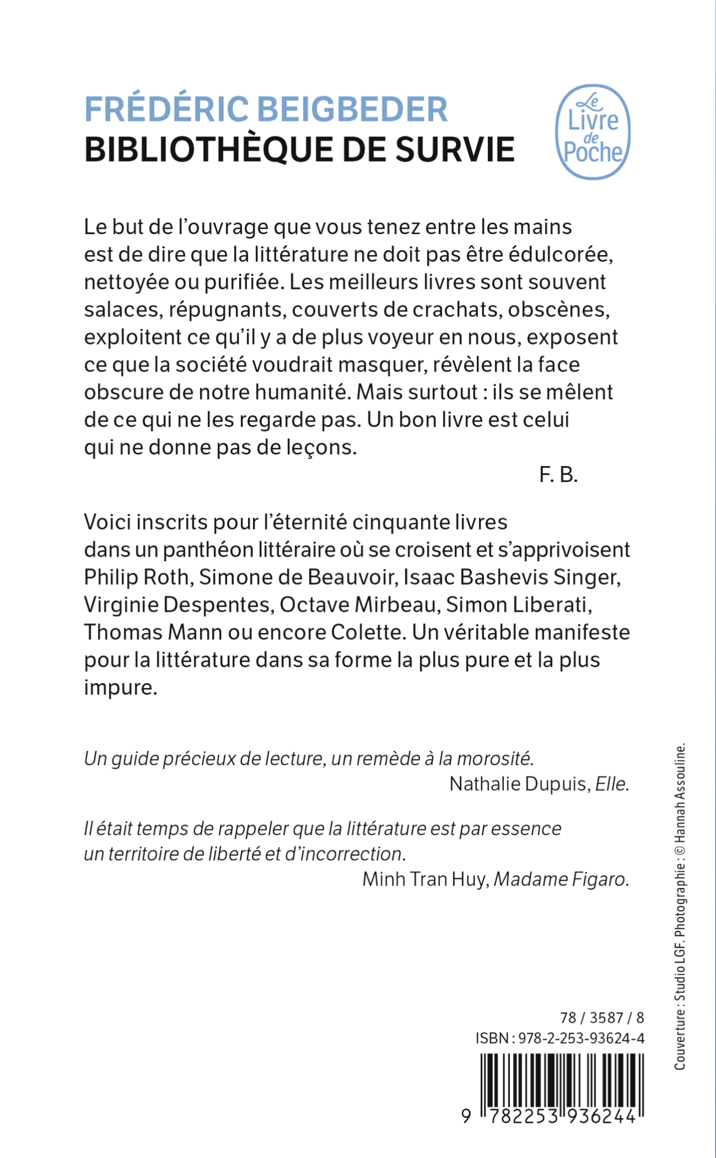 Bibliothèque de survie - Frédéric Beigbeder - LGF