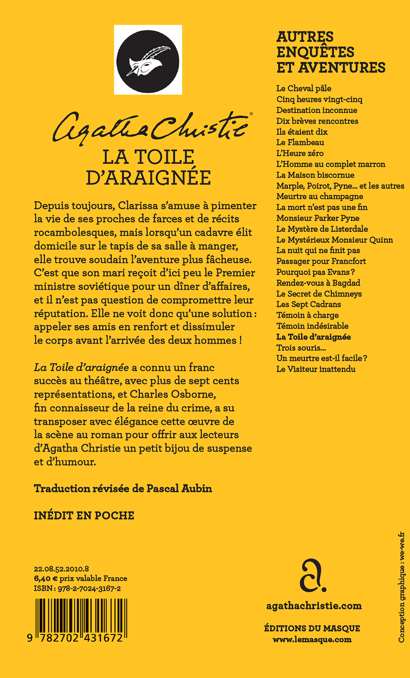 LA TOILE D-ARAIGNEE - Agatha Christie - ED DU MASQUE