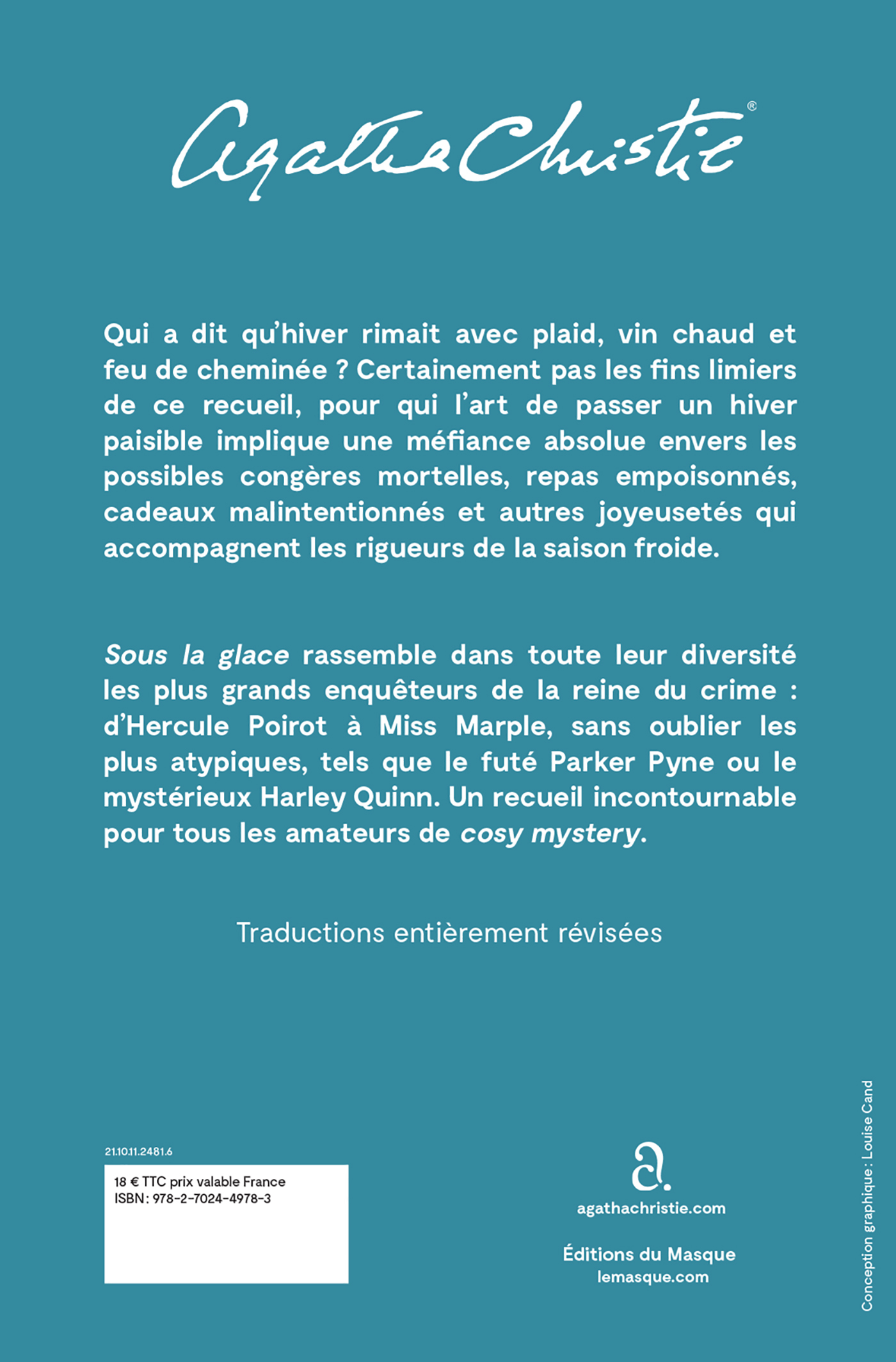 SOUS LA GLACE - 12 PETITS MEURTRES A LIRE AU COIN DU FEU - Agatha Christie - ED DU MASQUE