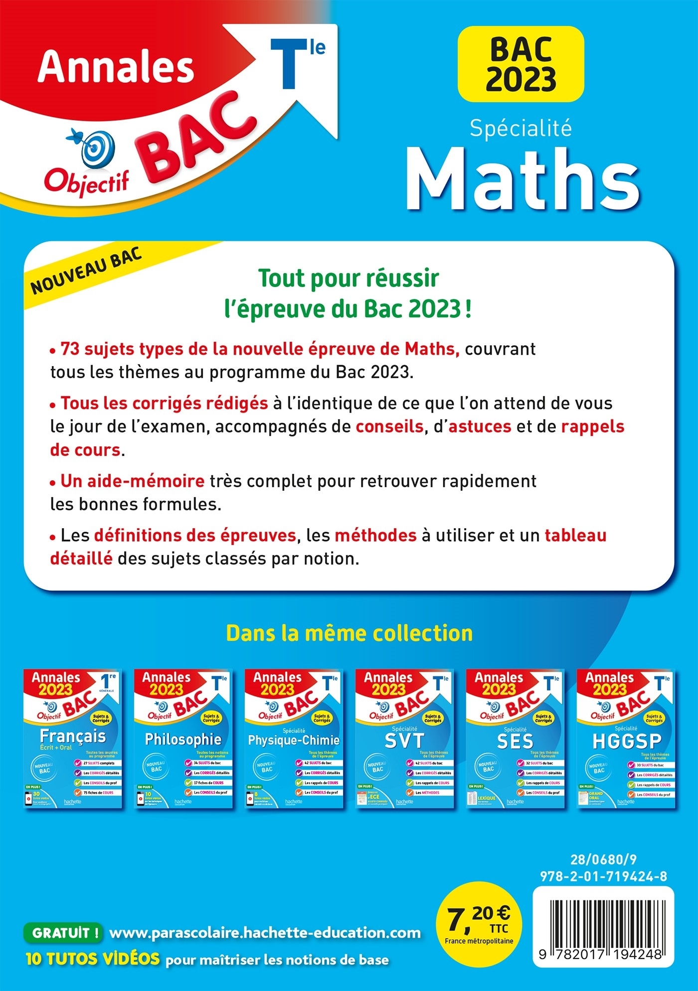 ANNALES OBJECTIF BAC 2023 - SPECIALITE MATHS - Sandrine Bodini-Lefranc - HACHETTE EDUC