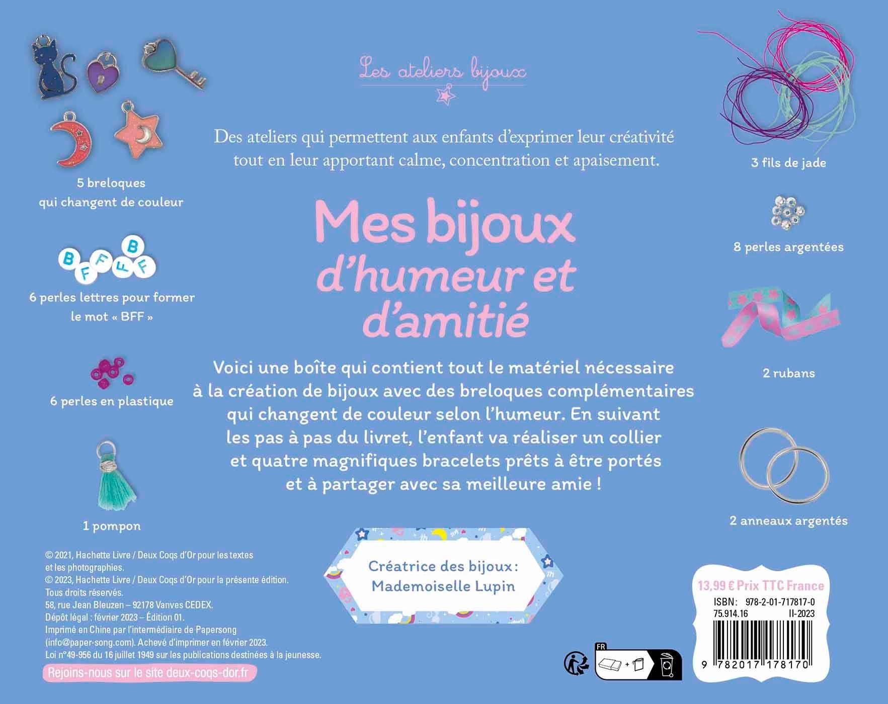 MES BIJOUX D-HUMEUR ET D-AMITIE - COFFRET AVEC ACCESSOIRES - Fanny Delahaye - DEUX COQS D OR