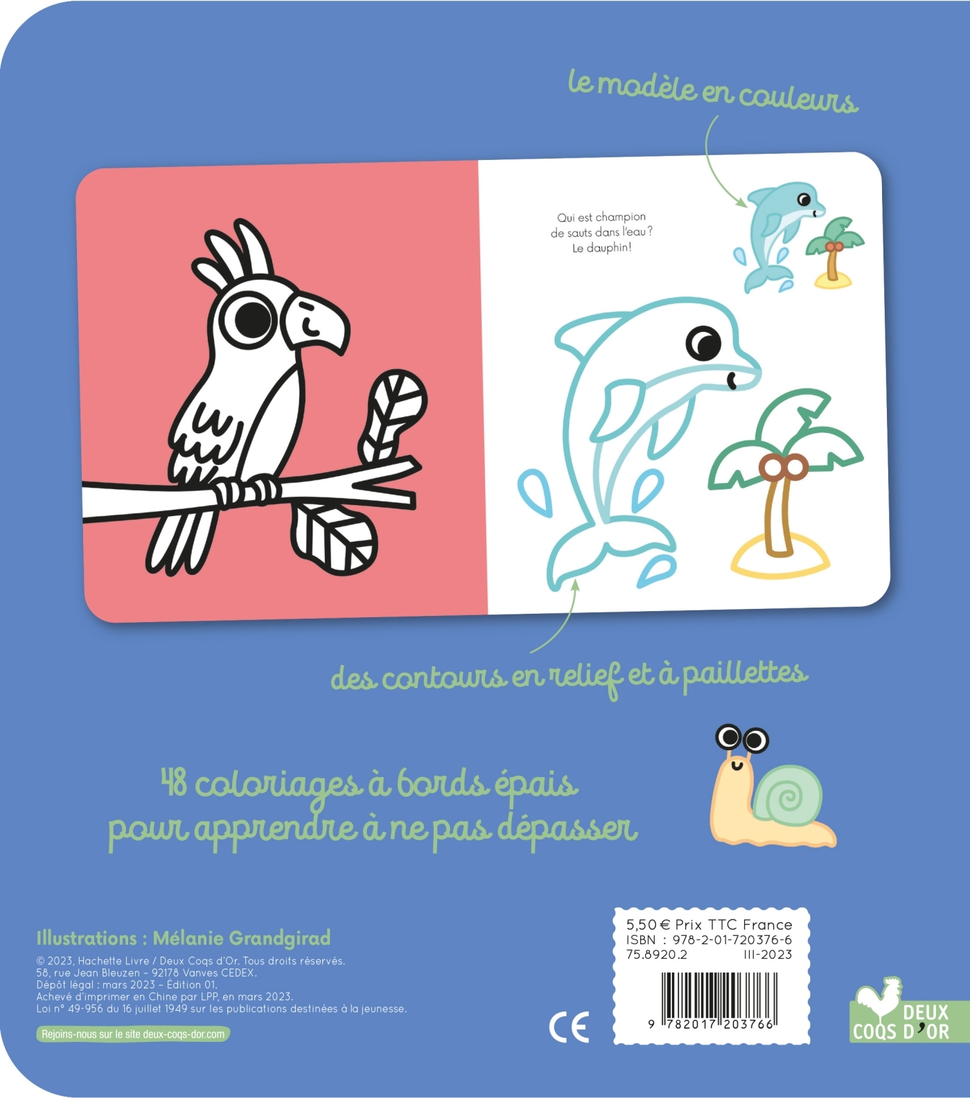 COLORIAGES A BORDS PAILLETES - GASPARD LE GUEPARD - Mélanie GRANDGIRARD - DEUX COQS D OR