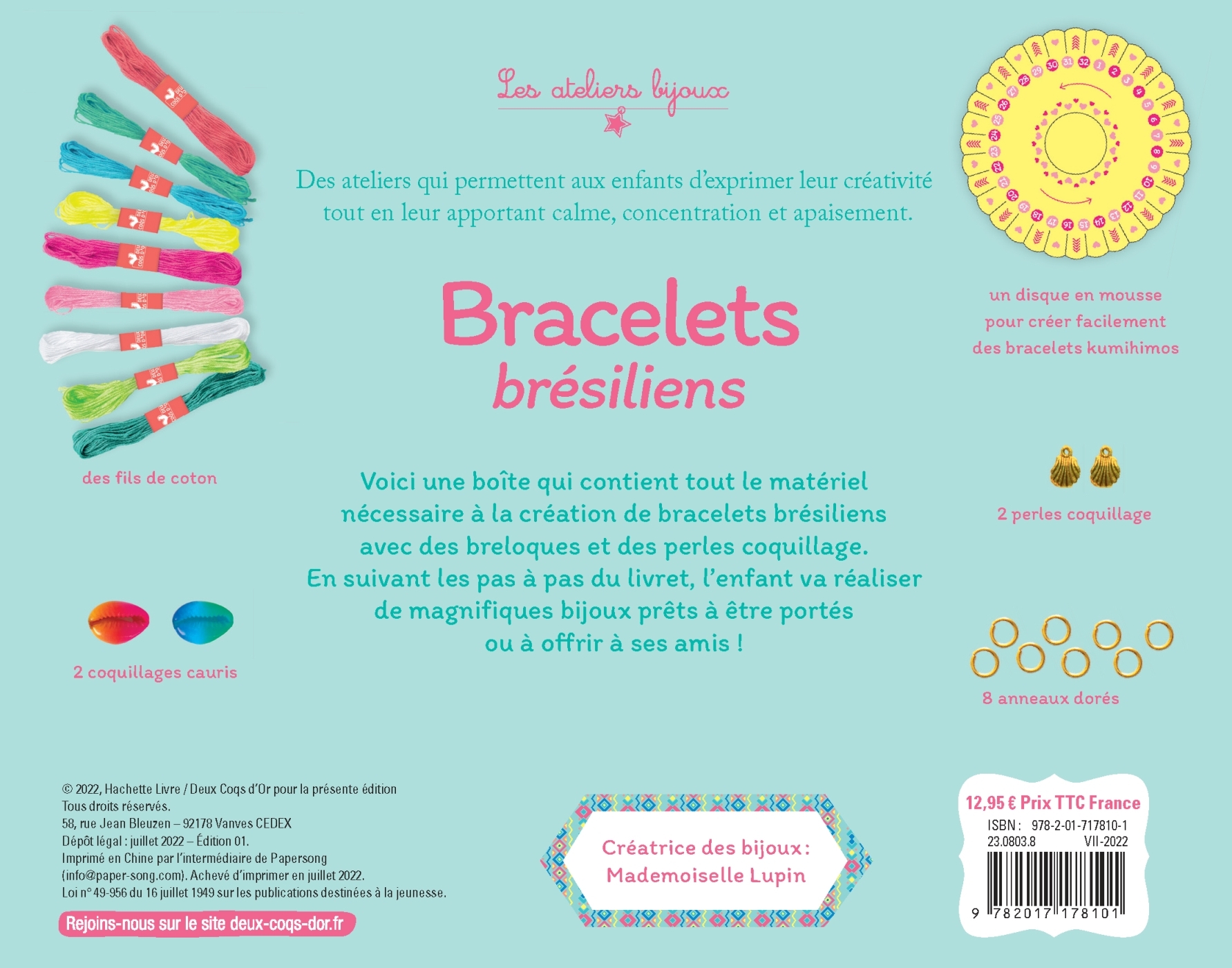 MES BRACELETS BRESILIENS - COFFRET AVEC ACCESSOIRES - Mademoiselle Lupin - DEUX COQS D OR