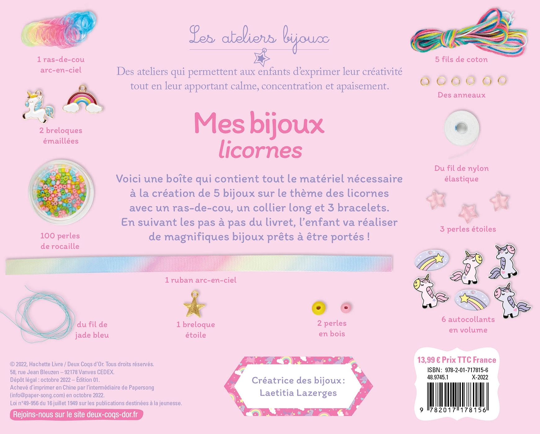 MES BIJOUX LICORNES - COFFRET AVEC ACCESSOIRES - Laetitia Lazerges - DEUX COQS D OR