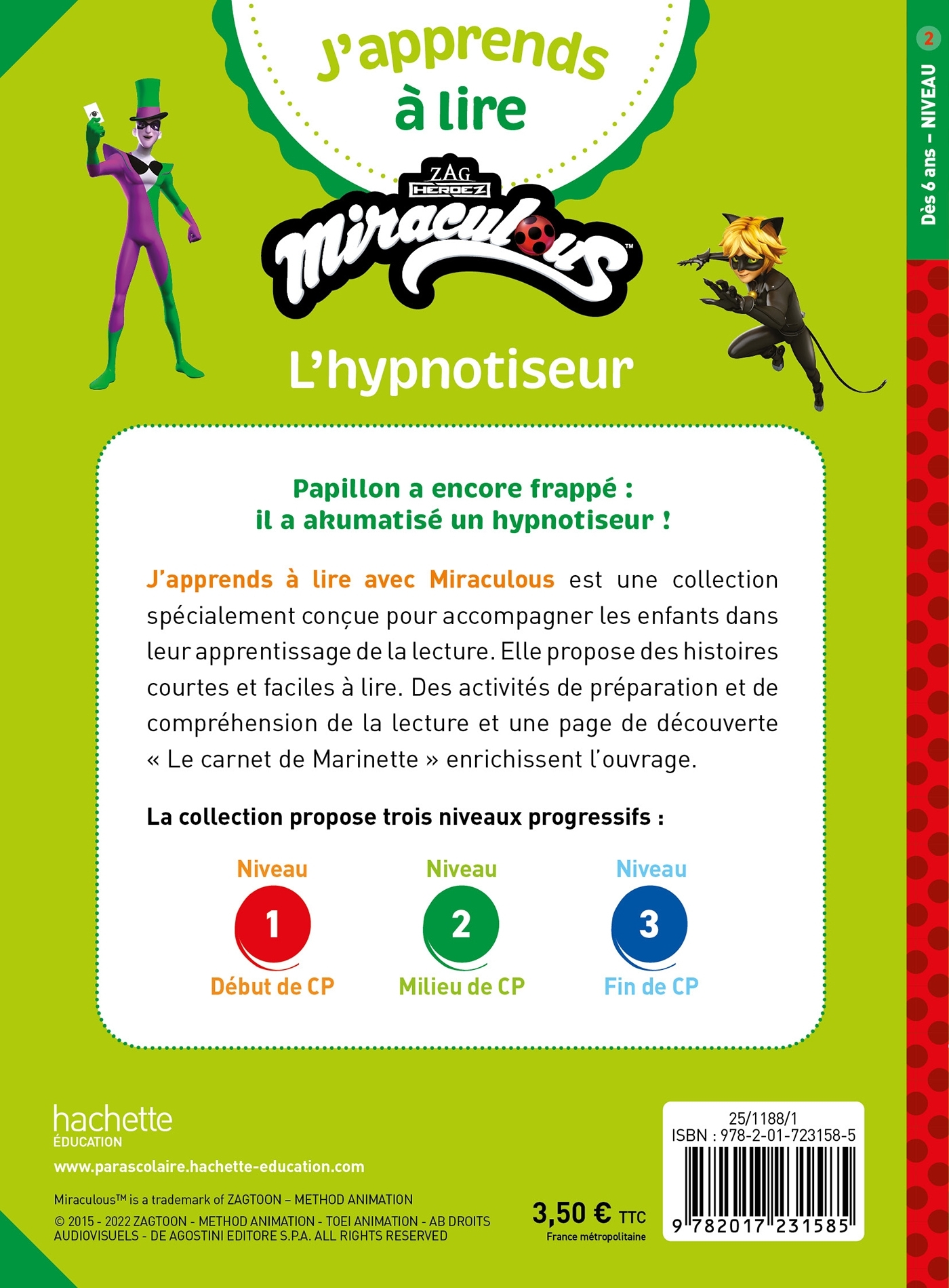 Miraculous - Première lecture CP  Niveau 2 L'hypnotiseur - EMMANUELLE SAINT - HACHETTE EDUC