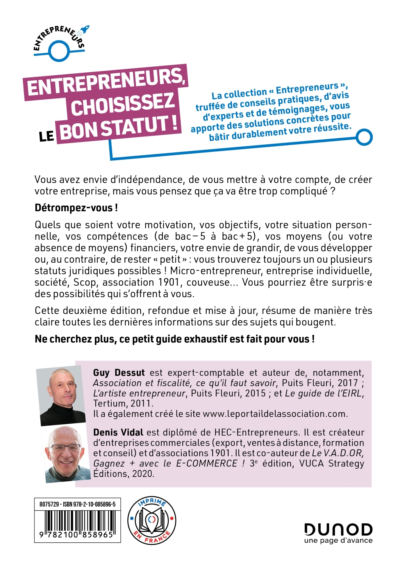 Entrepreneurs, choisissez le bon statut ! - 2e éd. - Guy Dessut - DUNOD