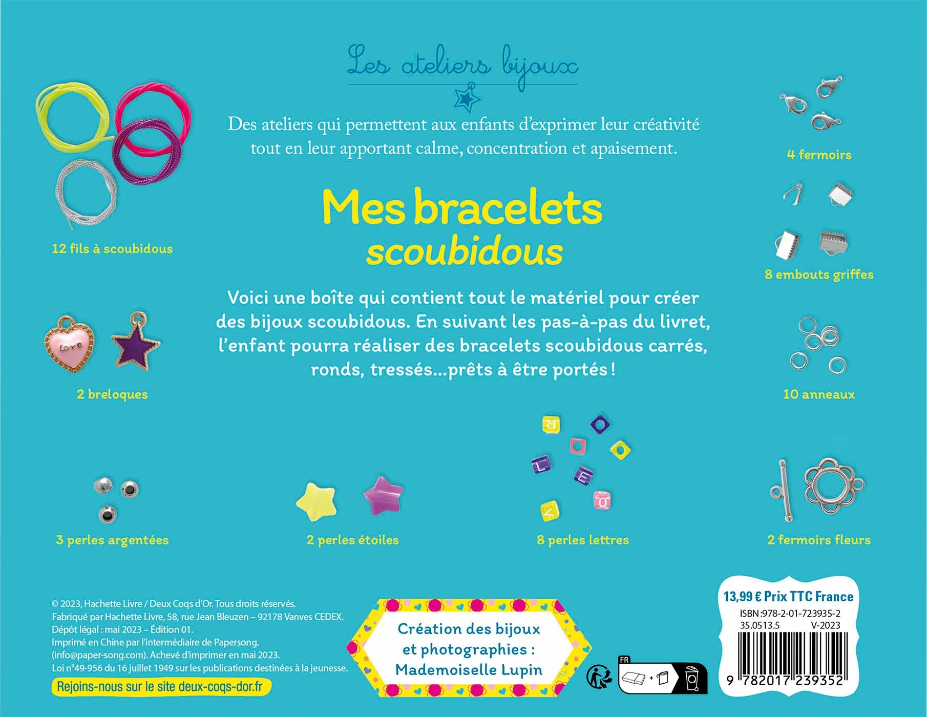 MES BRACELETS SCOUBIDOUS - COFFRET AVEC ACCESSOIRES -  Ely Ely - DEUX COQS D OR