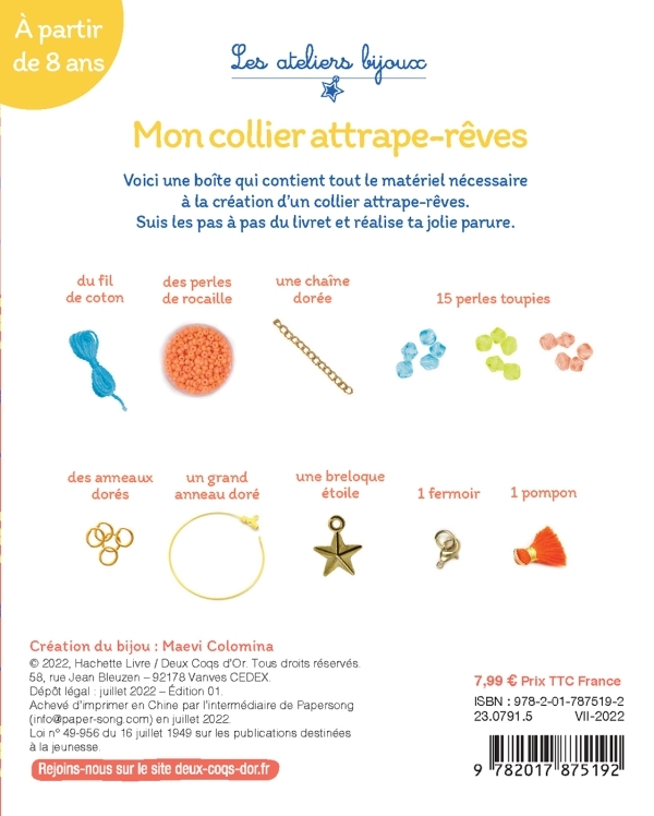 MON COLLIER ATTRAPE-REVES - MINI COFFRET AVEC ACCESSOIRES - Maevi Colomina - DEUX COQS D OR