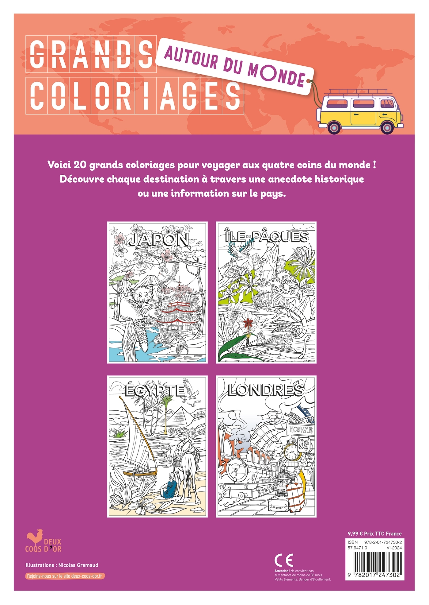 Grands coloriages - Autour du monde - Nicolas Gremaud - DEUX COQS D OR