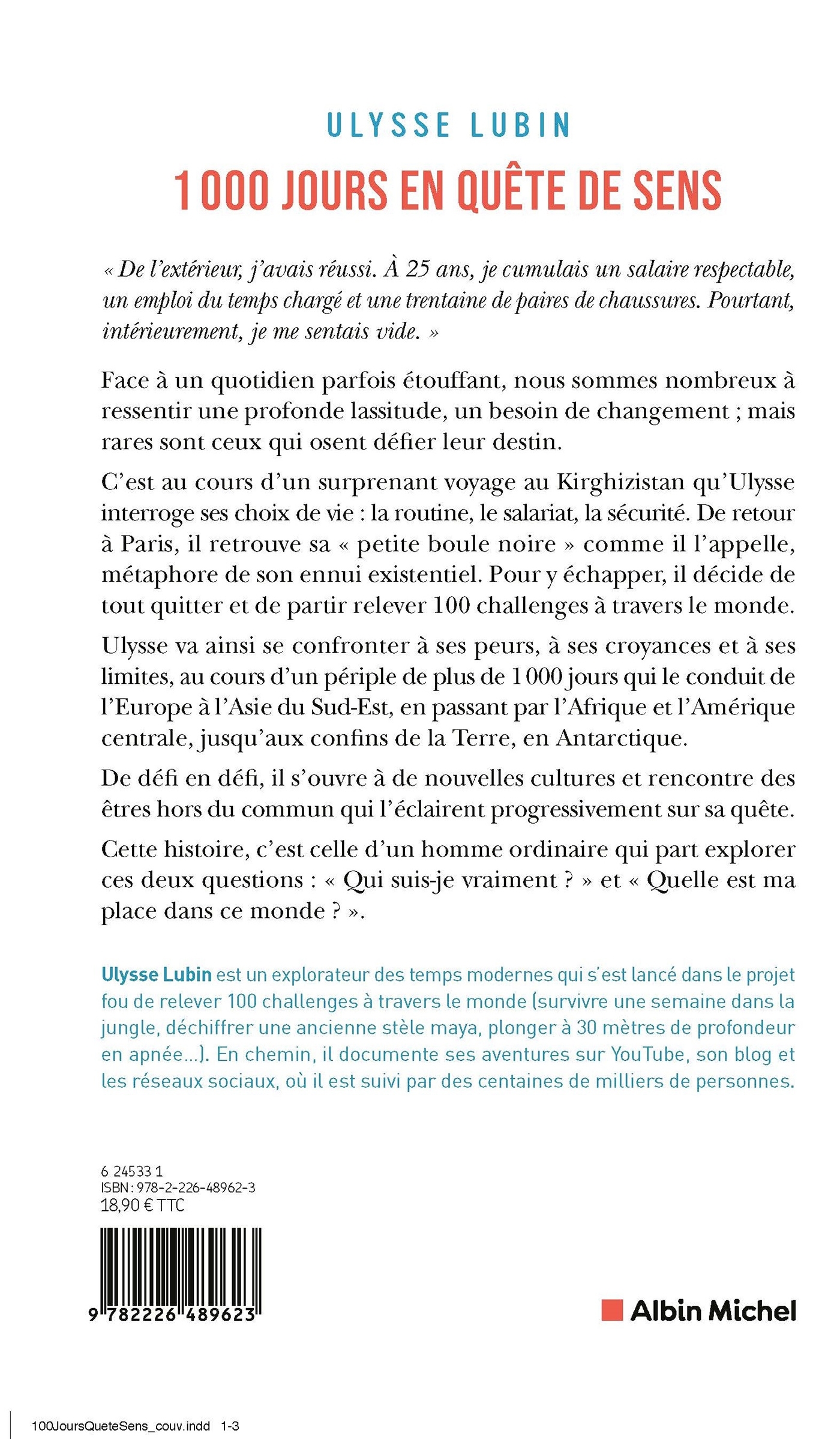 1000 Jours en quête de sens - Ulysse Lubin - ALBIN MICHEL