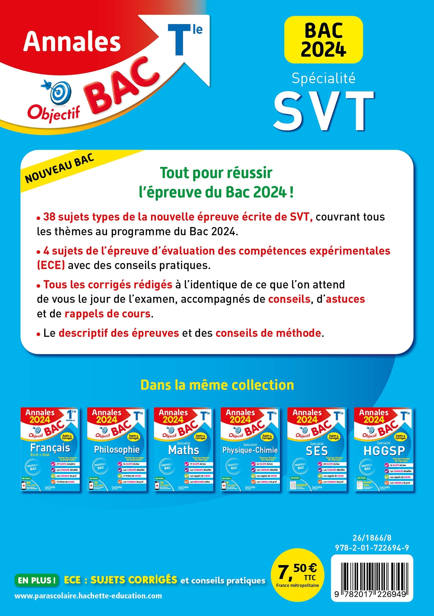 Annales Objectif BAC 2024 - Spécialité SVT - Patrice Delguel - HACHETTE EDUC