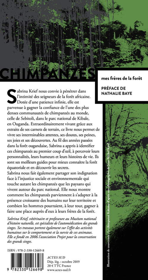 Chimpanzés, mes frères de la forêt - Sabrina Krief - ACTES SUD