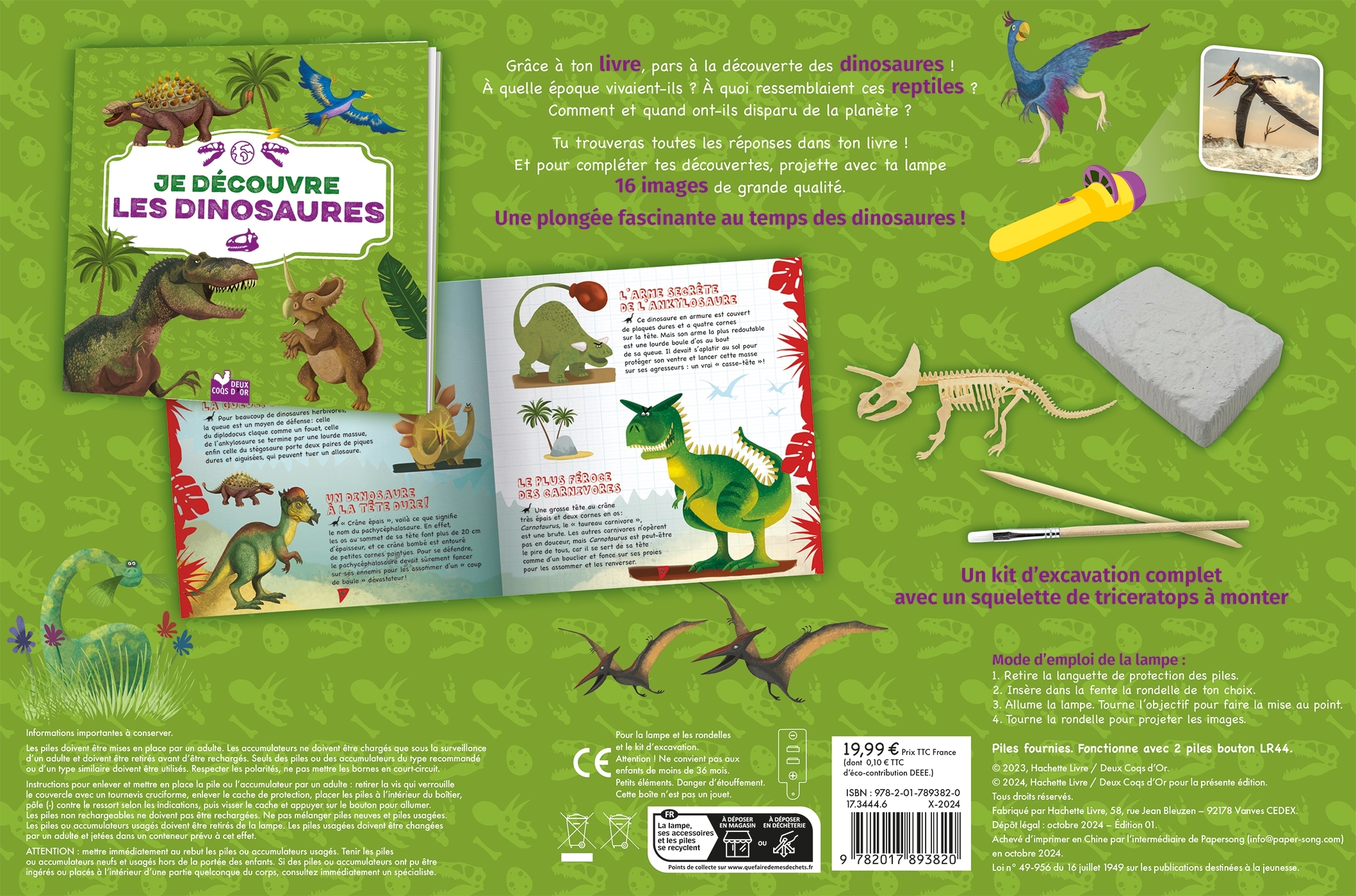 Je découvre les dinosaures - coffret avec lampe et kit excavation - Eric Mathivet - DEUX COQS D OR