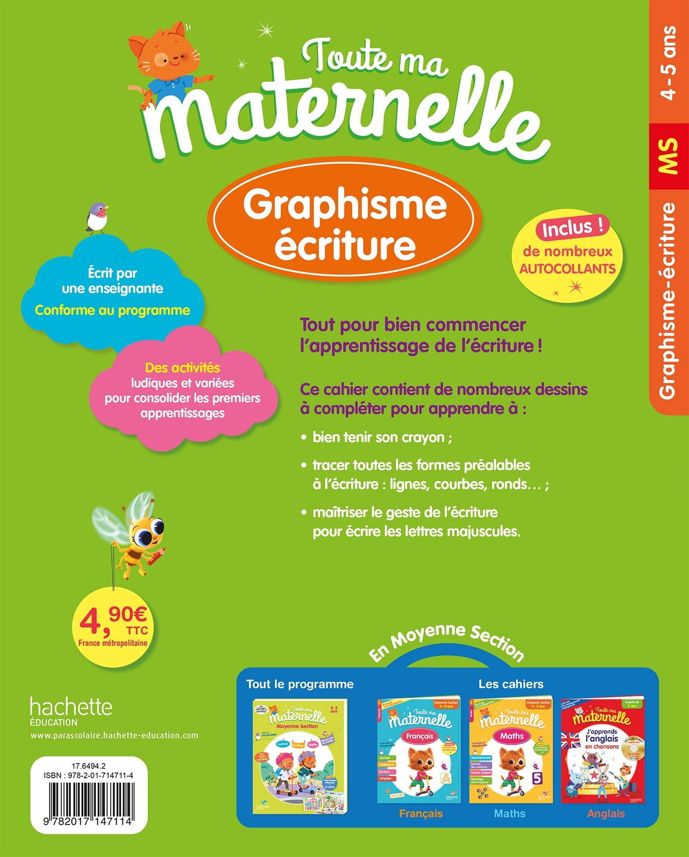 Toute ma maternelle Graphisme Ecriture Moyenne Section 4-5 ans - Christelle Prince - HACHETTE EDUC