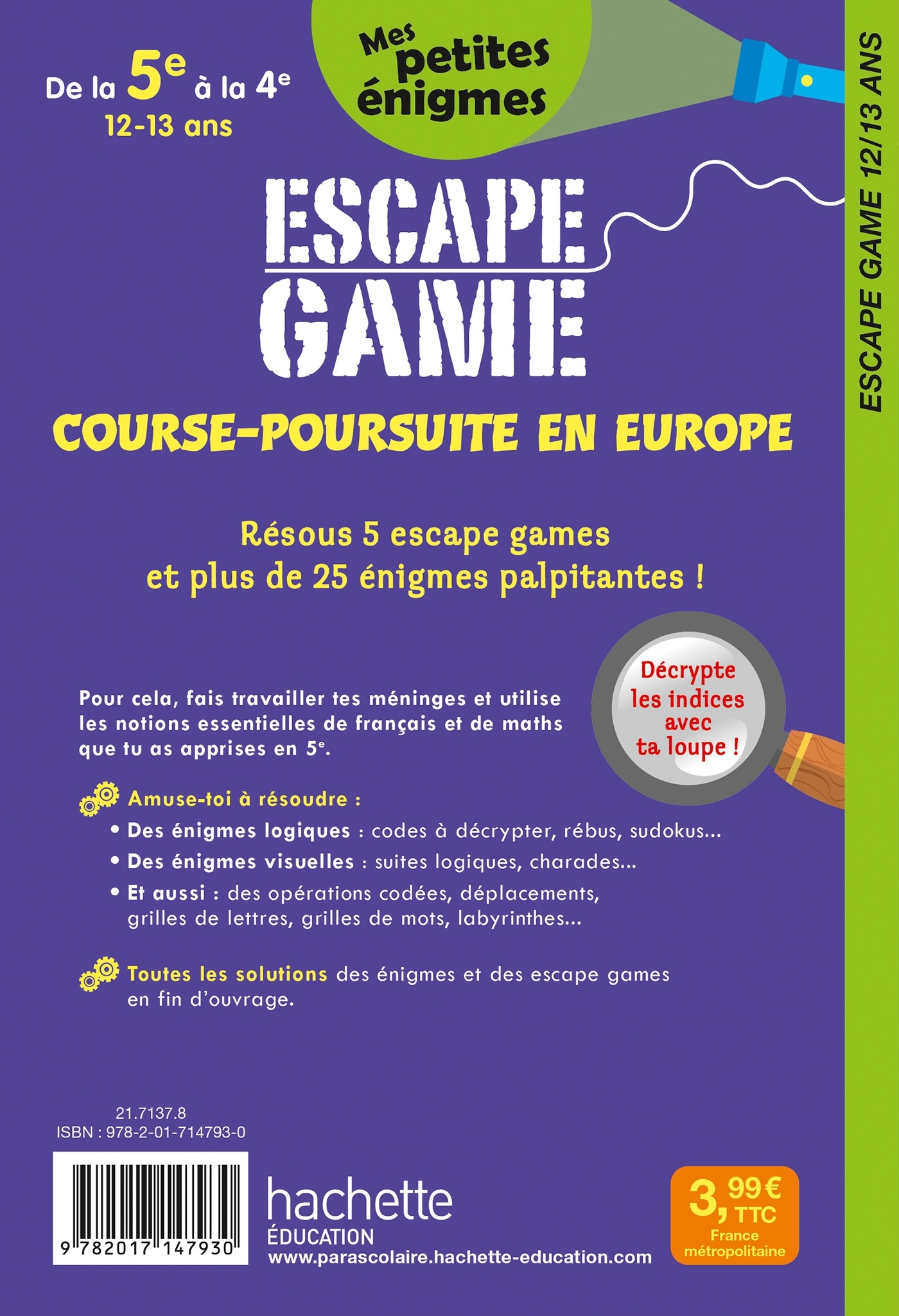 Escape game de la 5e à la 4e (12-13 ans) - Sandra Lebrun - HACHETTE EDUC