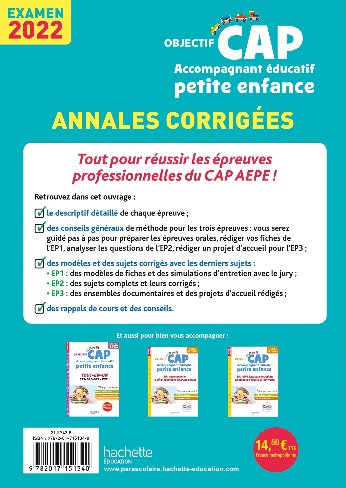 Objectif CAP Accompagnant Éducatif Petite Enfance, ANNALES (épreuves professionnelles) 2022 - Catherine Hervier - HACHETTE EDUC