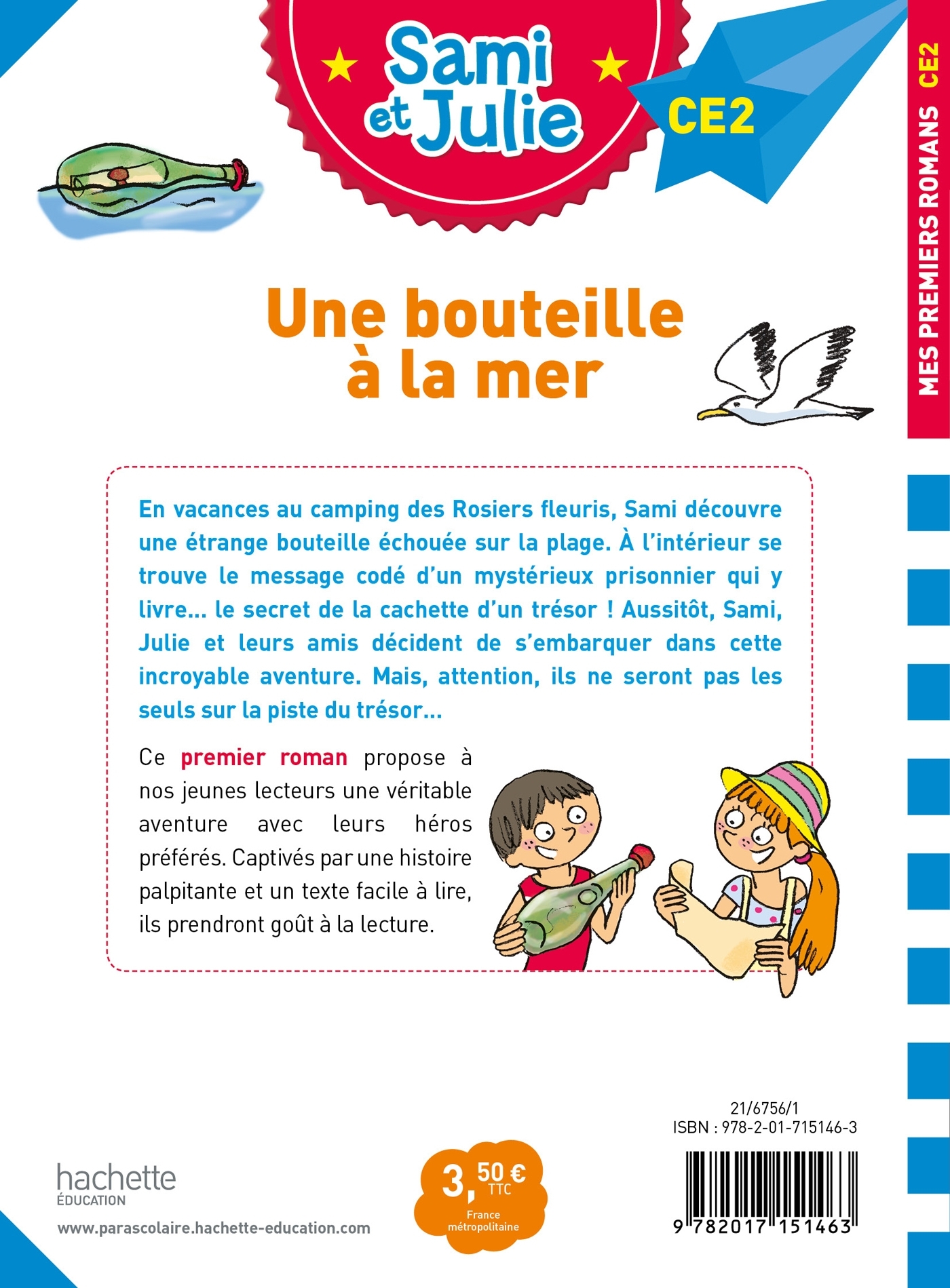 Sami et Julie Roman CE2 Une bouteille à la mer - Thérèse Bonté - HACHETTE EDUC