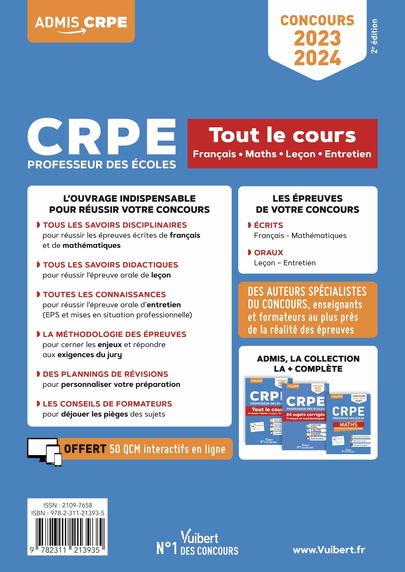 CRPE 2023-2024 - Tout le cours - Ecrit et oral - Marc Loison - VUIBERT