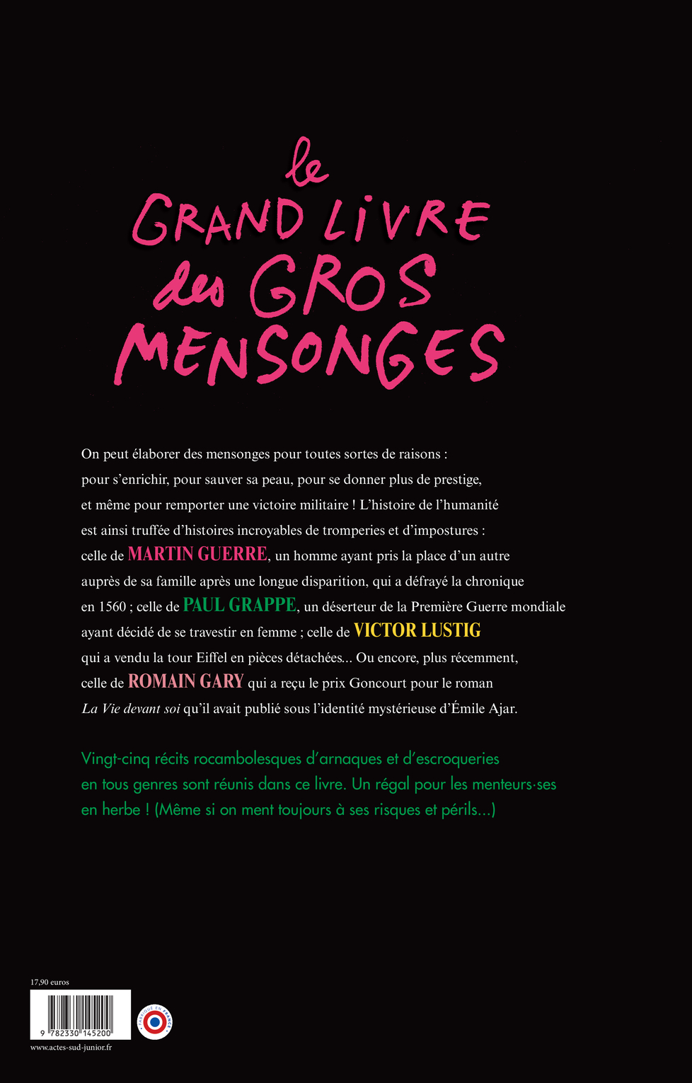 Le grand livre des gros mensonges - Didier Baraud - ACTES SUD