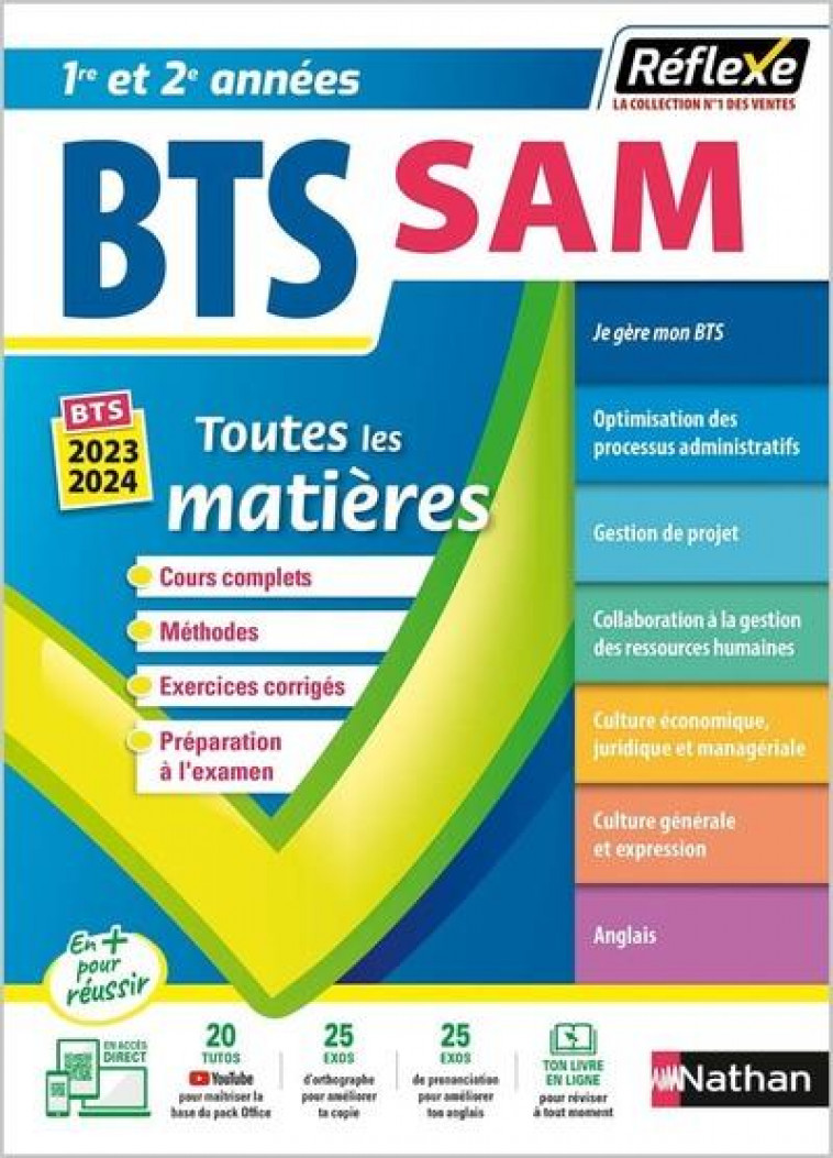 BTS SAM SUPPORT A L-ACTION MANAGERIALE - BTS SAM 1 ET 2 (TOUTES LES MATIERES - REFLEXE N 9) - BESSON/BONNET-PIRON - CLE INTERNAT